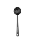 Misurino in acciaio inox nero con logo Carnivore Company inciso laser sul manico, fondo rotondo e foro di appensione, su sfondo bianco