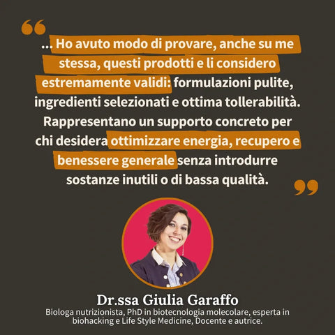 Dr.ssa Giulia Garaffo, biologa nutrizionista e PhD in biotecnologia molecolare, consiglia gli integratori animal based Carnivore Company: formulazioni pulite, ingredienti selezionati e ottima tollerabilità per energia, recupero e benessere.