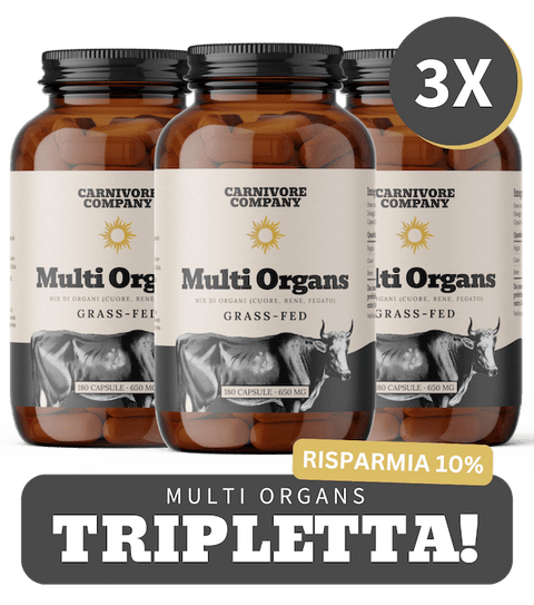 tripletta (MULTI ORGANS 3x) CUORE RENE FEGATO DI BOVINO GRASS FED